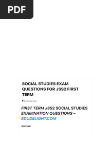 SOCIAL STUDIES EXAM QUESTIONS FOR JSS2 FIRST TERM