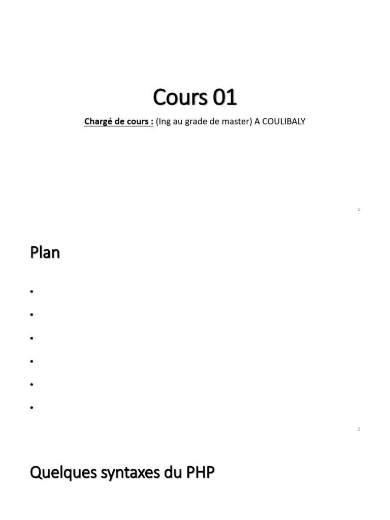 Introduction au PHP : Variables et Contrôles | PDF | PHP | Informatique
