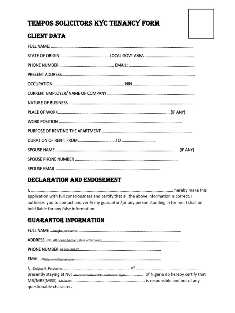 Tempos Solicitors Tenancy Form | PDF | Leasehold Estate | Property Law