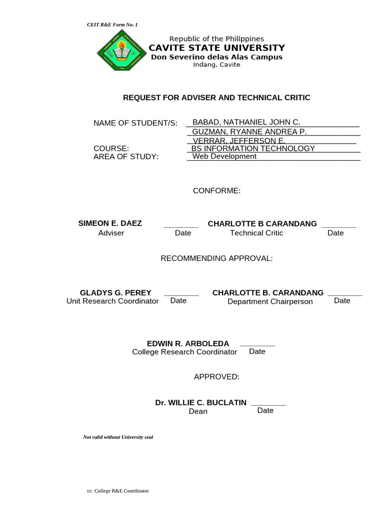 CEIT Request for Adviser Form | PDF