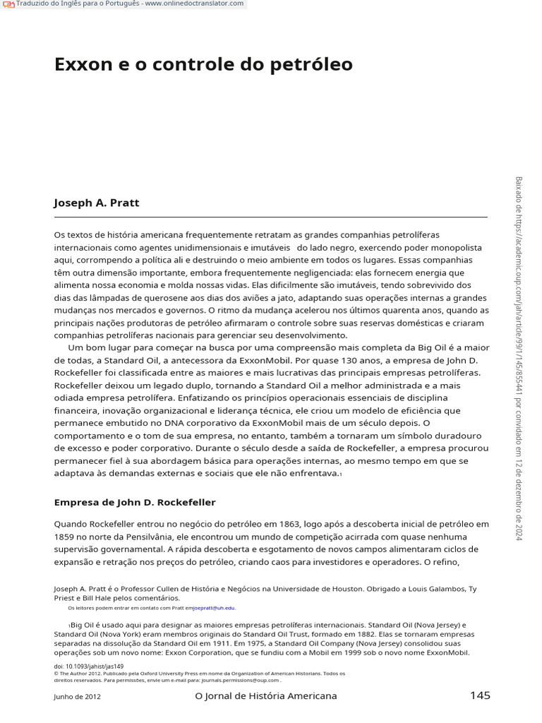 A Evolução da Exxon e Standard Oil | PDF | John D. Rockefeller | Opec