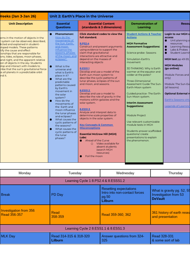 8th unit 3 outline pdf moon earth