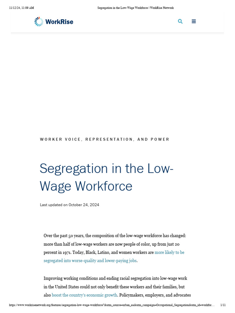 Racial Segregation in Low-Wage Jobs | PDF | Employment | Workforce