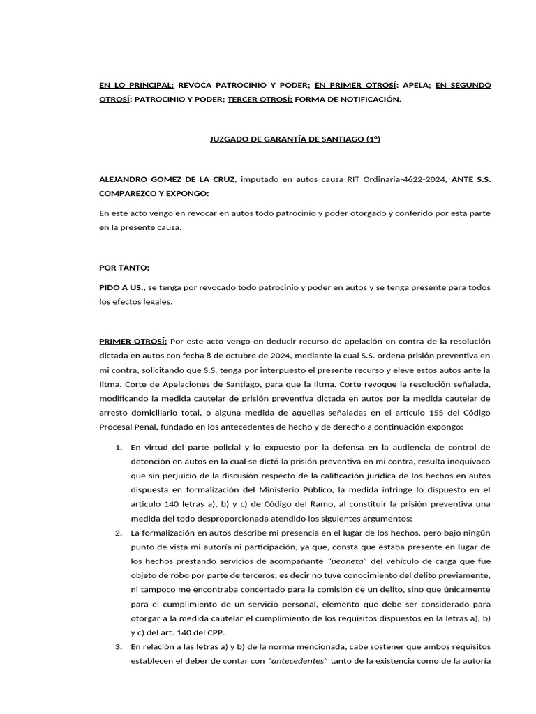 En Lo Principal Apela | PDF | Mandato | Castigos