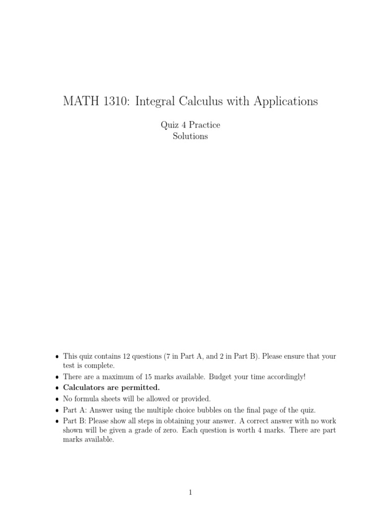 Quiz4 practice solutions pdf integral mathematical concepts