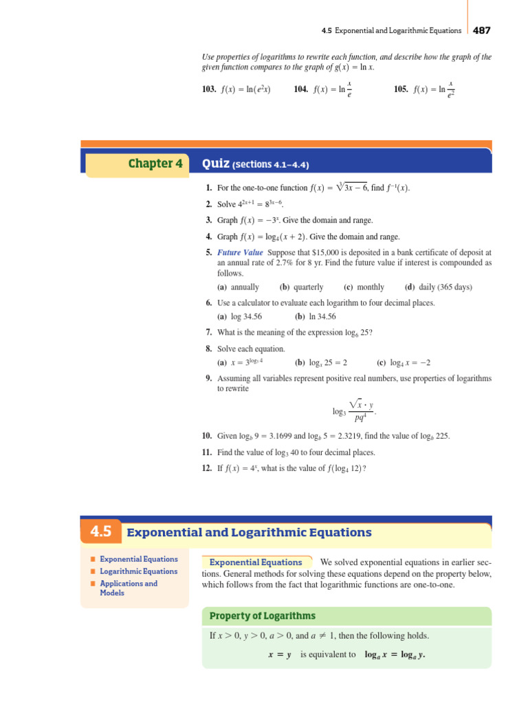 Solving Exponential and Logarithmic Equations | PDF | Logarithm ...