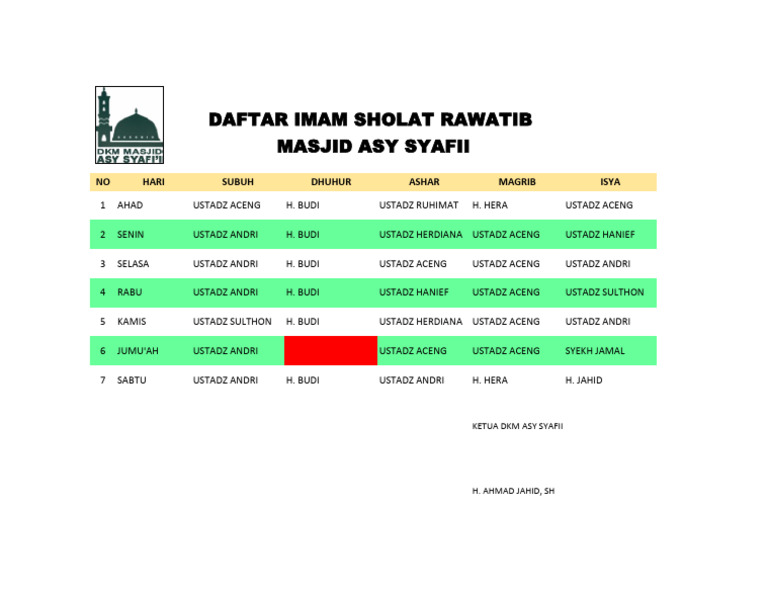Jadwal Imam Rawatib Pdf