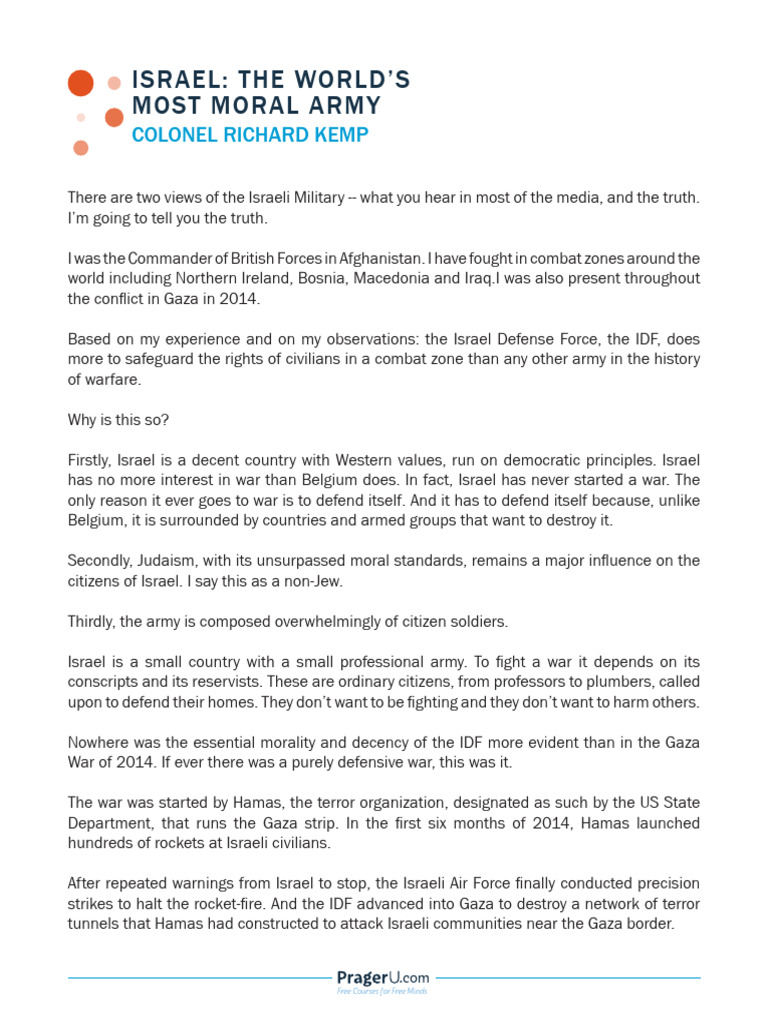 Kemp-Israel The Worlds Most Moral Army-Transcript | PDF | Hamas ...