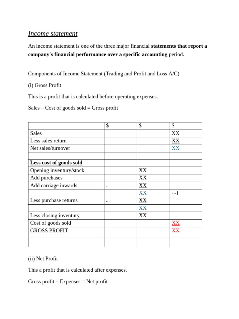 Understanding Income Statement Components | PDF