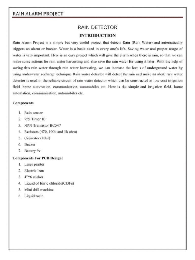 Rain Water Detector | PDF