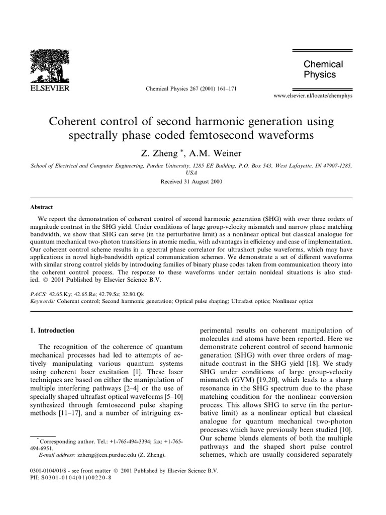 Coherent Control of Second Harmonic-Zheng | PDF | Ultrashort Pulse ...