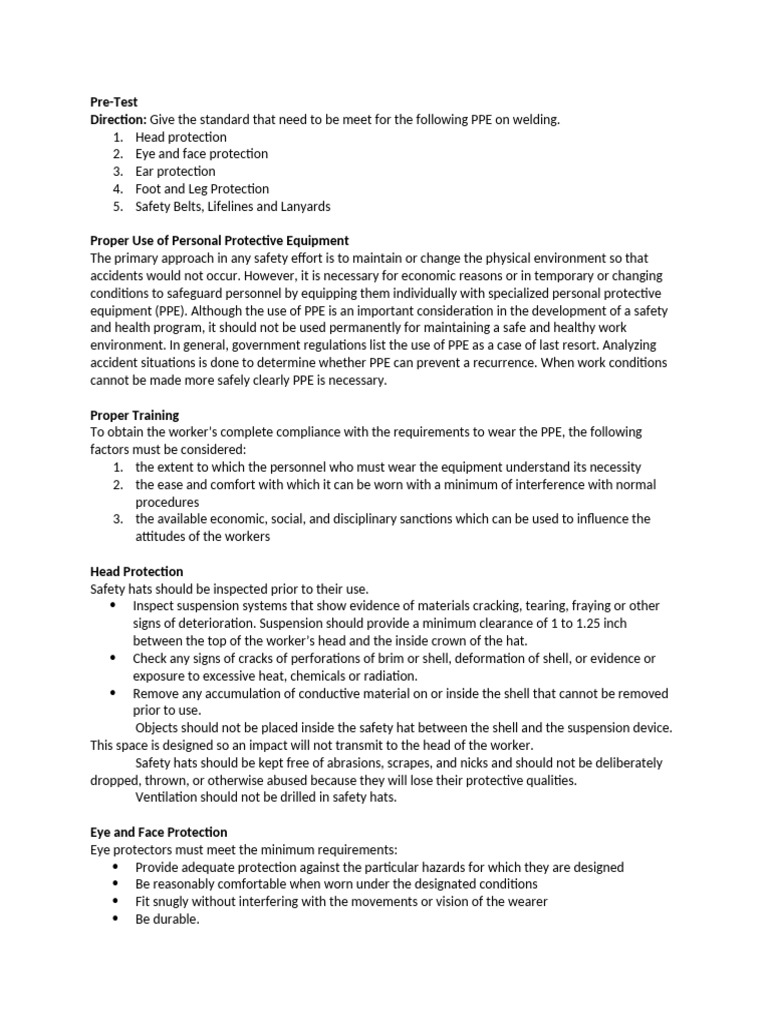 Essential PPE Standards for Welding Safety | PDF | Personal Protective ...