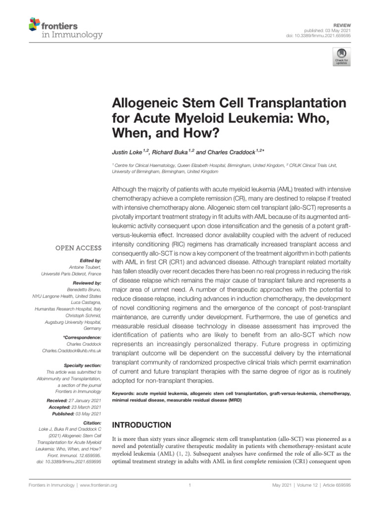 Artigo | PDF | Hematopoietic Stem Cell Transplantation | Leukemia