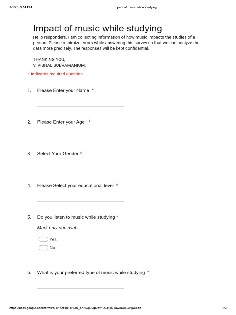 Psychology Questionnaire | PDF