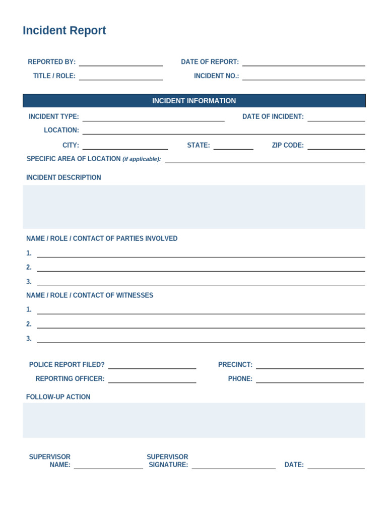 Detailed Incident Report Template | PDF