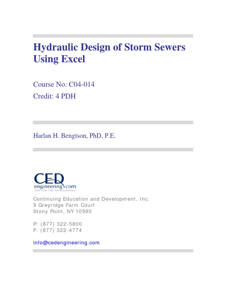 Hydraulic Design of Storm Sewers Using EXCEL | PDF | Sanitary Sewer ...