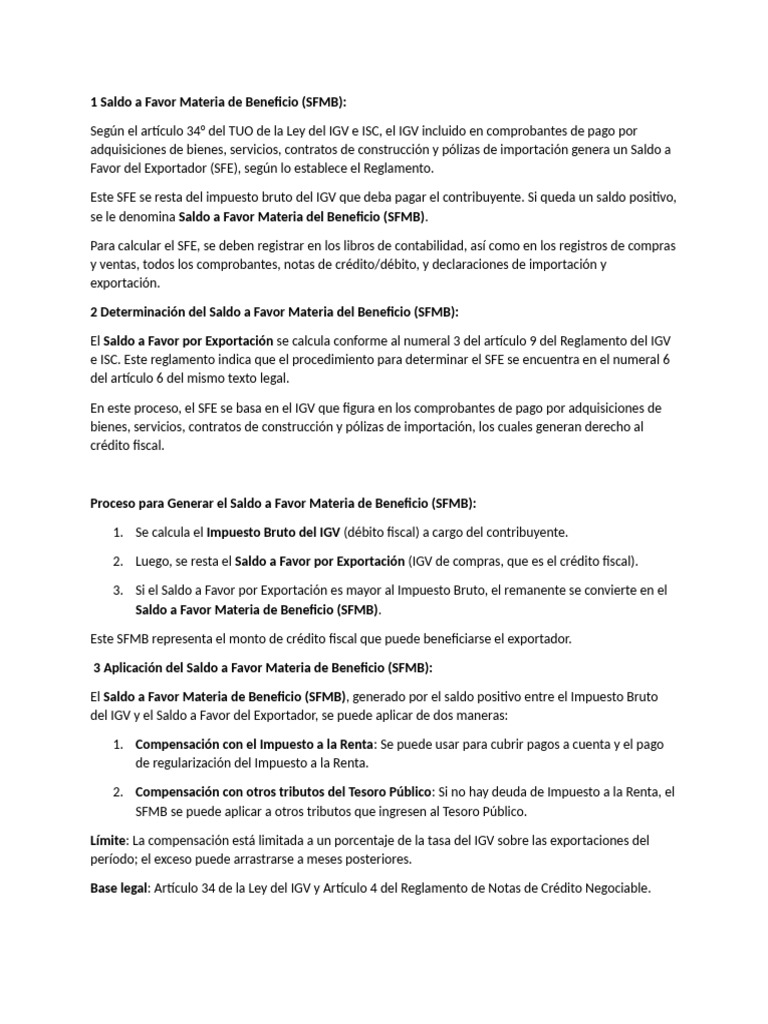 Cómo Calcular y Solicitar SFMB en Exportaciones | PDF | Impuestos ...