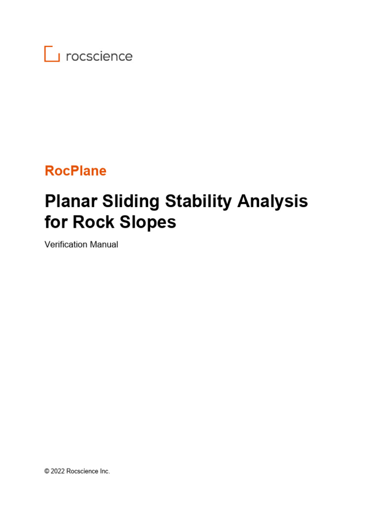 RocPlane Stability Analysis Manual | PDF | Slope | Fracture