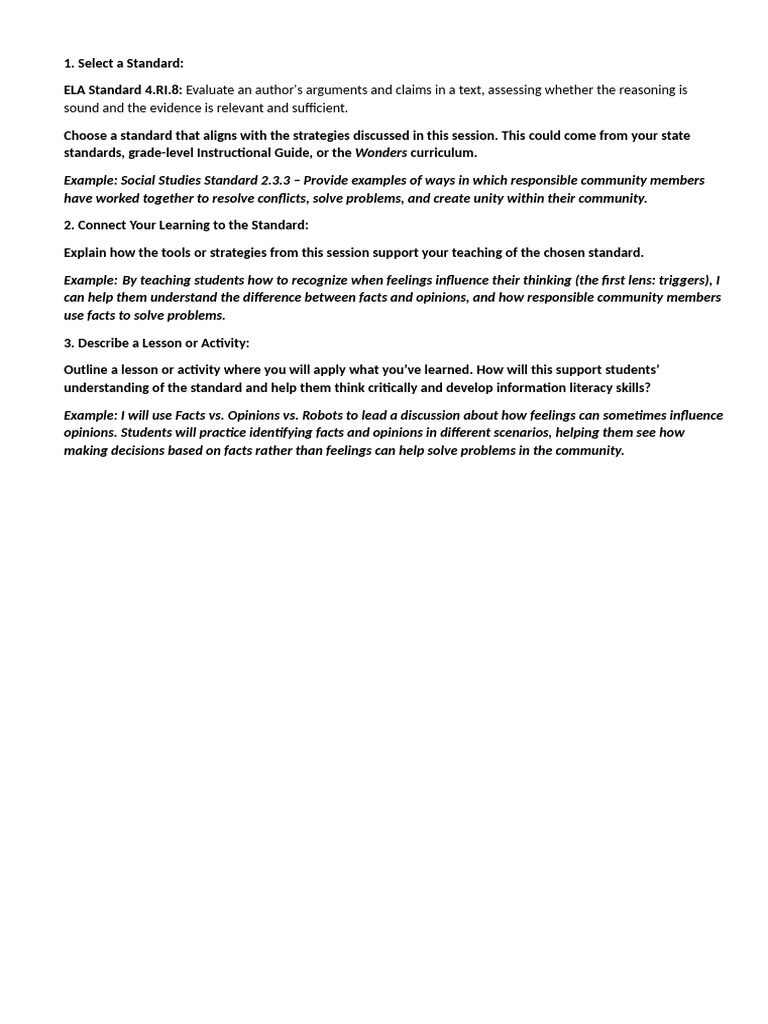 Evaluating Author's Claims in Lessons | PDF