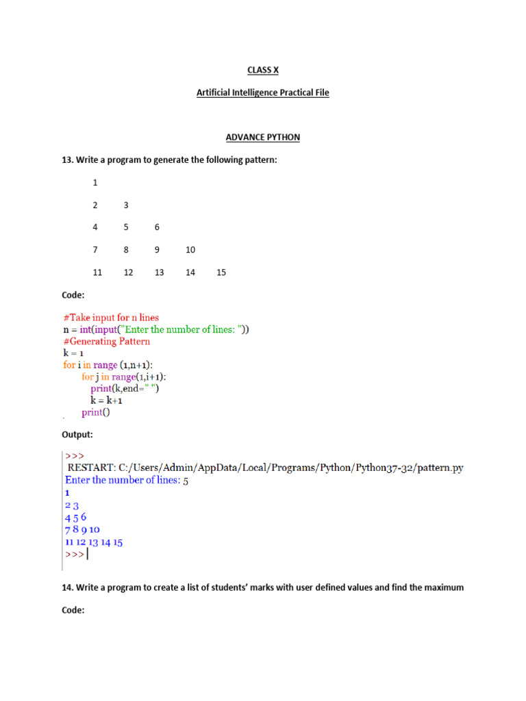 Class 10 AI Practical File Guide | PDF | Computer Programming | Computing