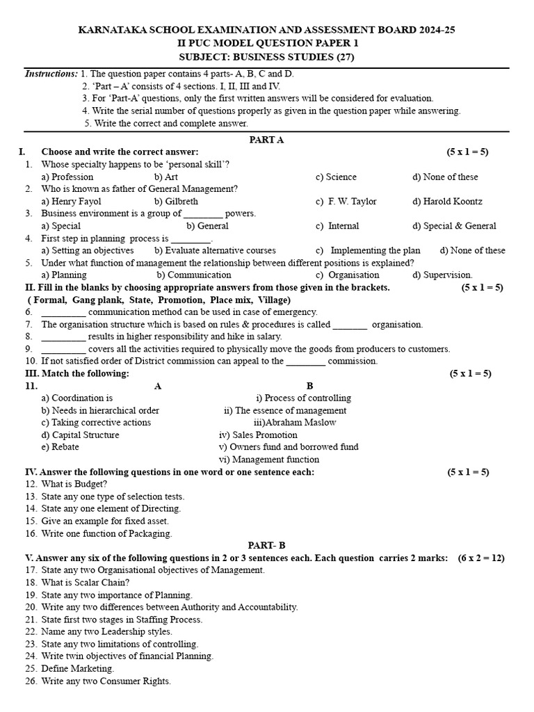 Model Question Paper Businessstudies 27 Pdf Marketing Pricing
