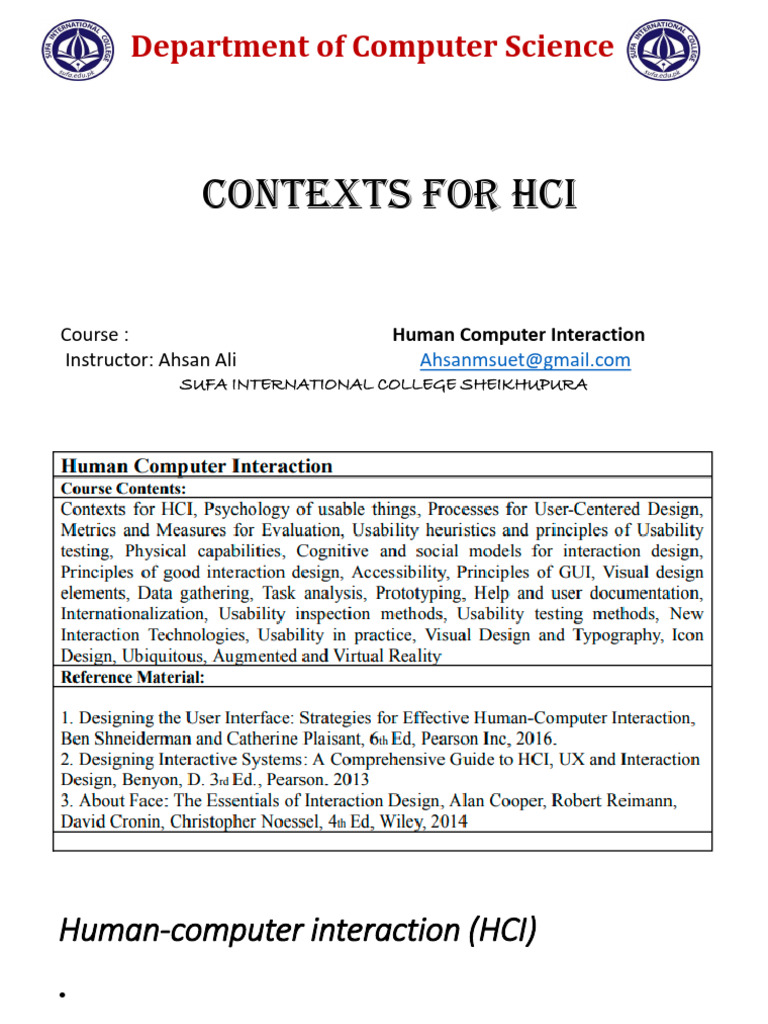 1. Contexts for HCI | PDF | Human–Computer Interaction | Computer Science