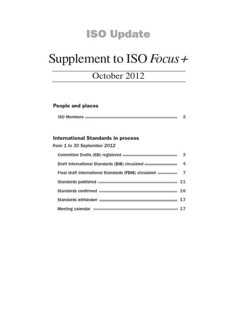 ISO Update: Standards Progress October 2012 | PDF | International ...