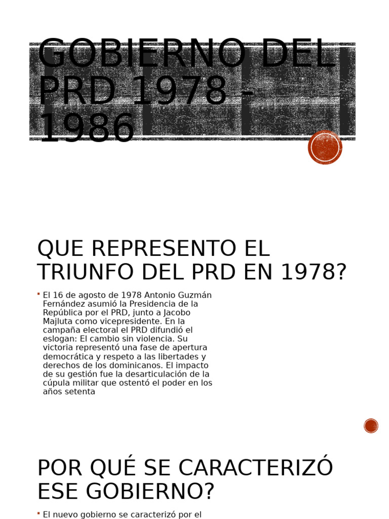 Gobierno Del PRD 1978 - 1986 | PDF | República Dominicana | Balance ...