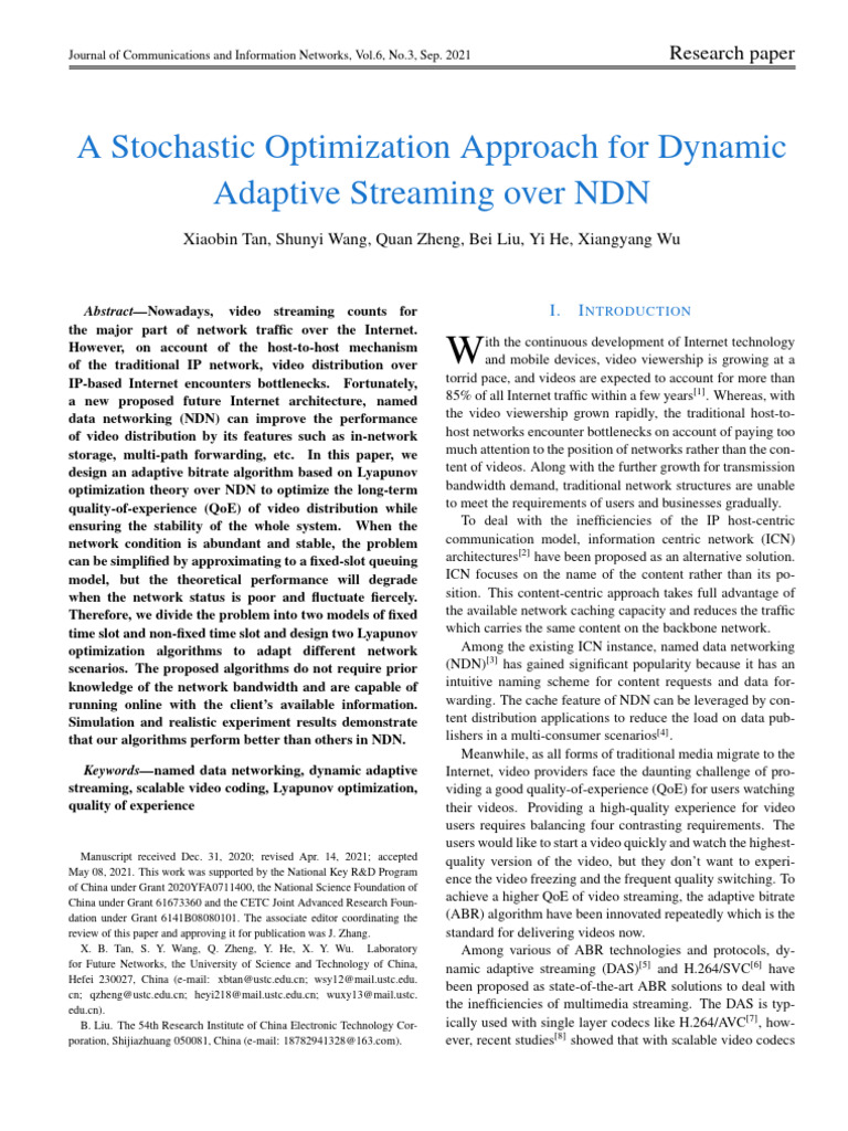 Stochastic Optimization for NDN Streaming | PDF | Mathematical ...