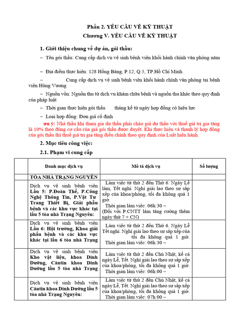 Yeu Cau Ve Ky Thuat 2024 - 2026 | PDF