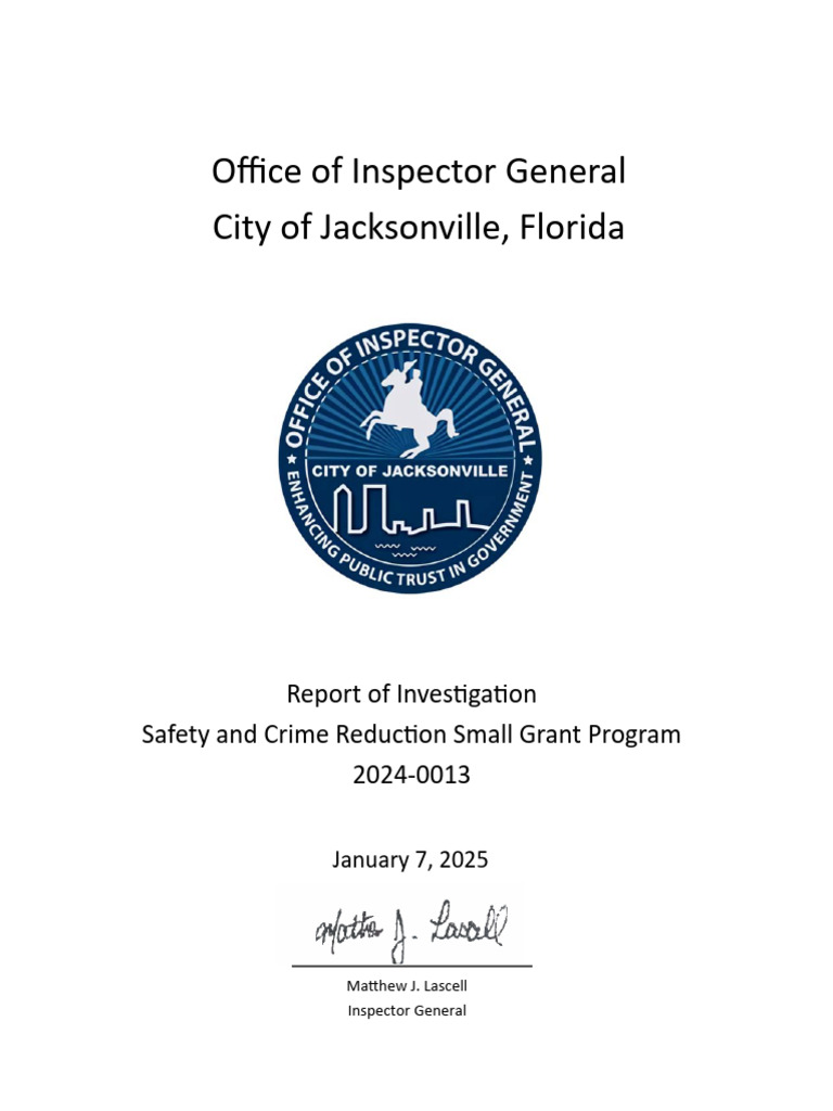 City of Jacksonville Office of Inspector General Report | PDF | Criminal Record | Regulatory ...