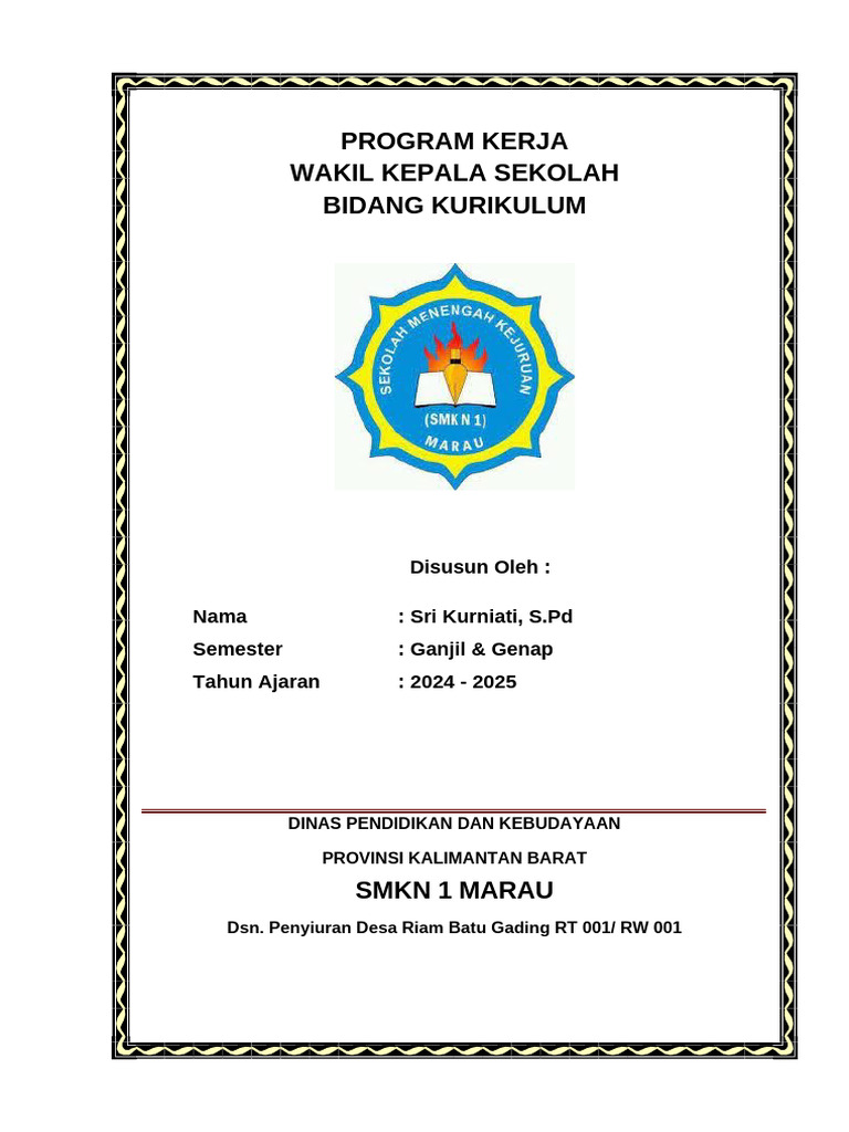 Program Kerja Kurikulum SMK Marau 2024-2025 | PDF