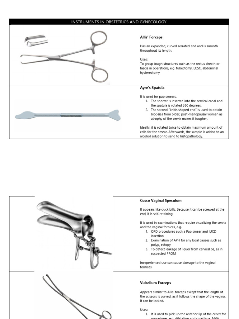 Instruments in Obstetrics and Gynecology | PDF | Uterus | Mammal Female ...