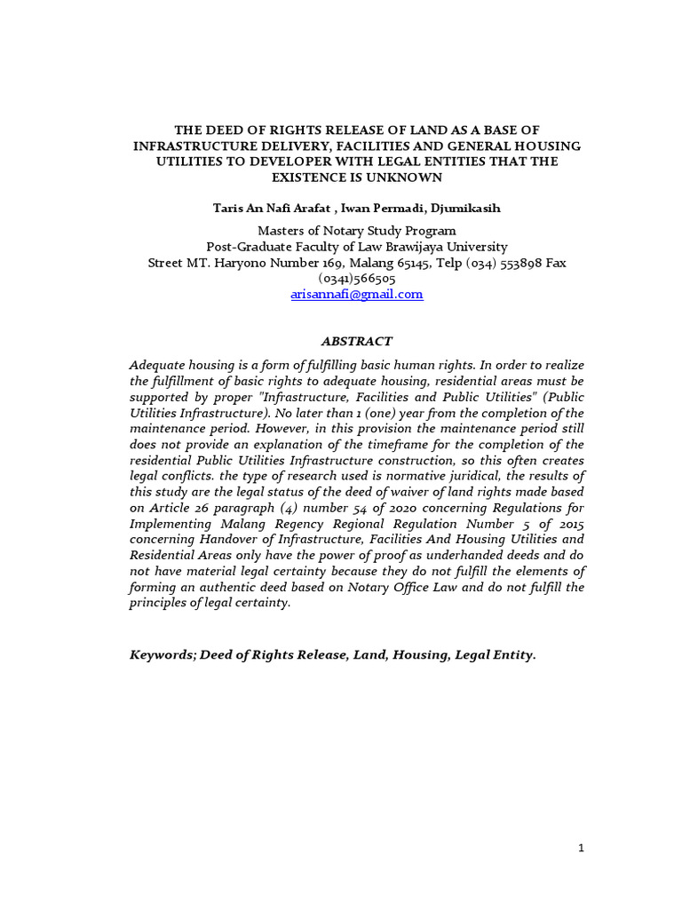 Legal Status of Land Rights Release Deed | PDF | Deed | Rights