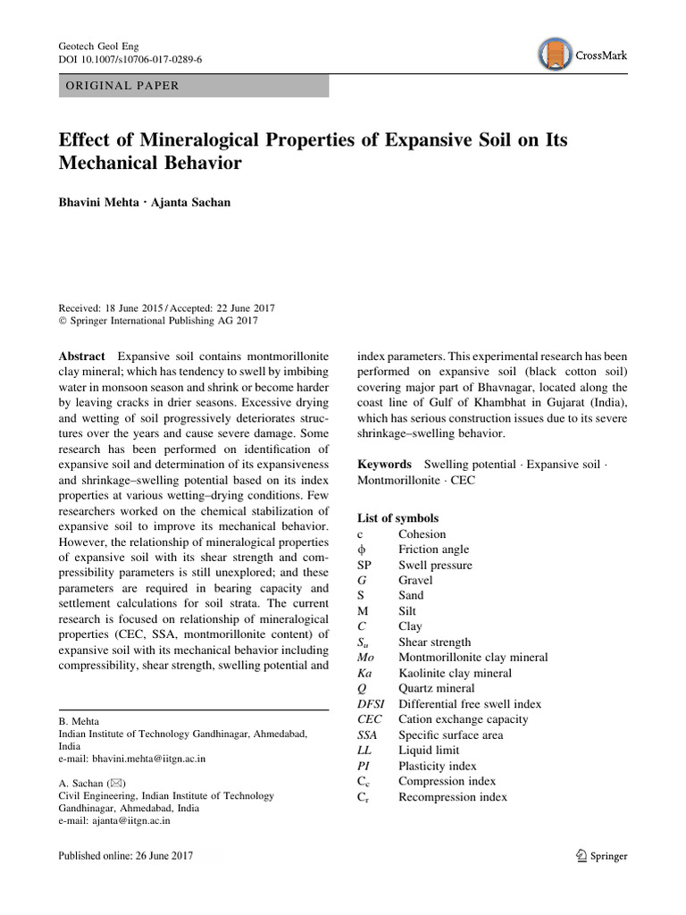 Mineral Properties of Expansive Soil | PDF | Soil | Clay