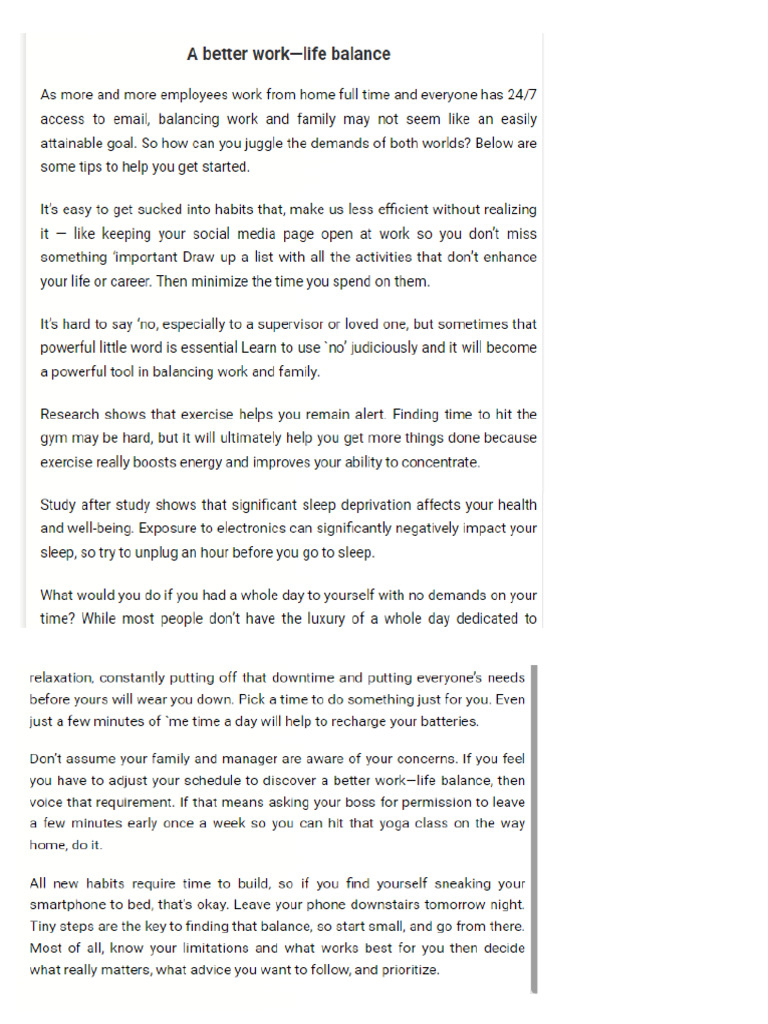 A Btter Work-Life Balance | PDF