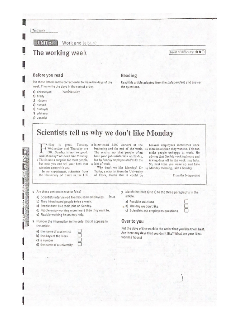 The Working Week | PDF