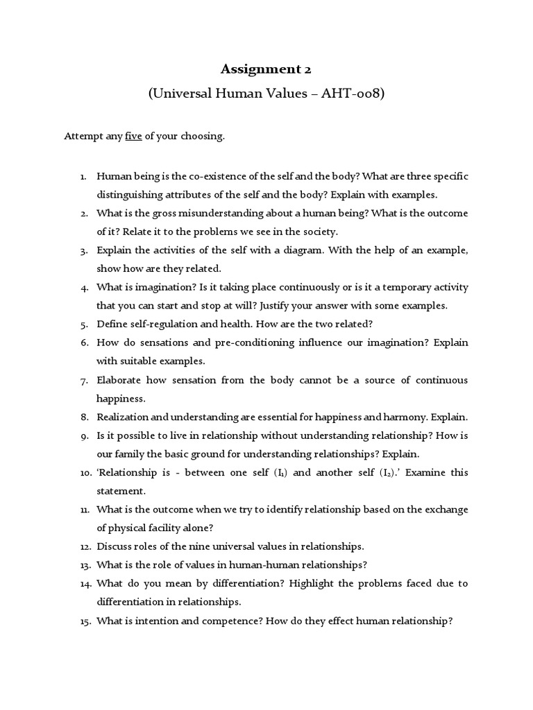 Universal Human Values Assignment Guide | PDF | Cognitive Science ...