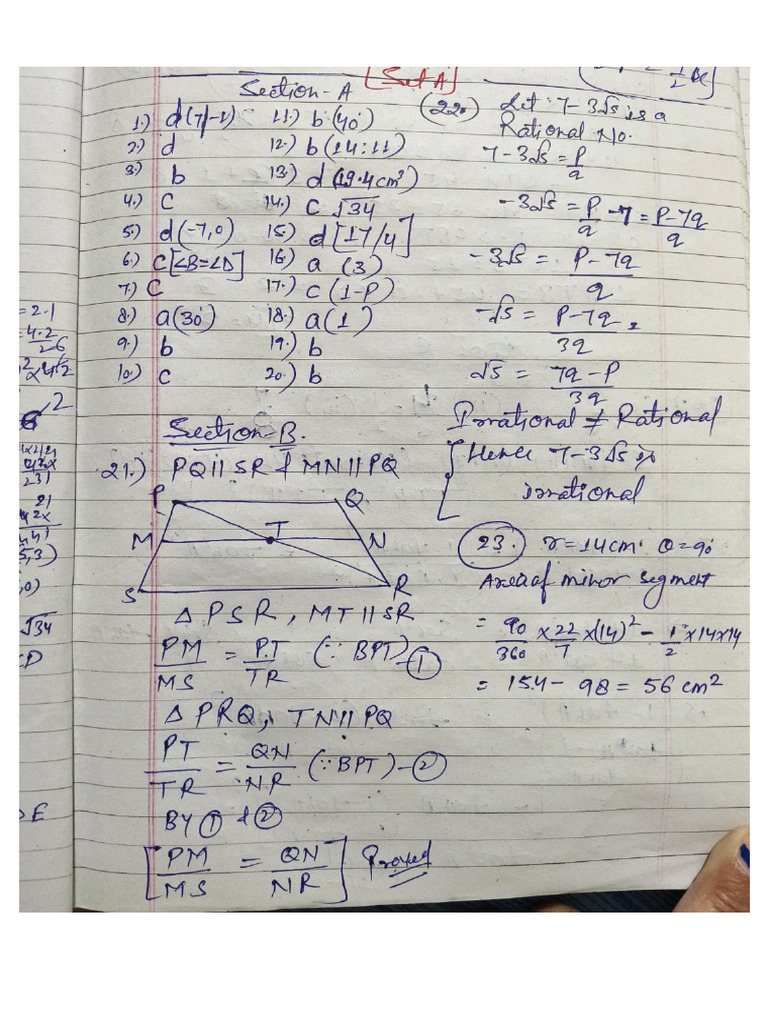 Answerkey Maths PB 2 | PDF