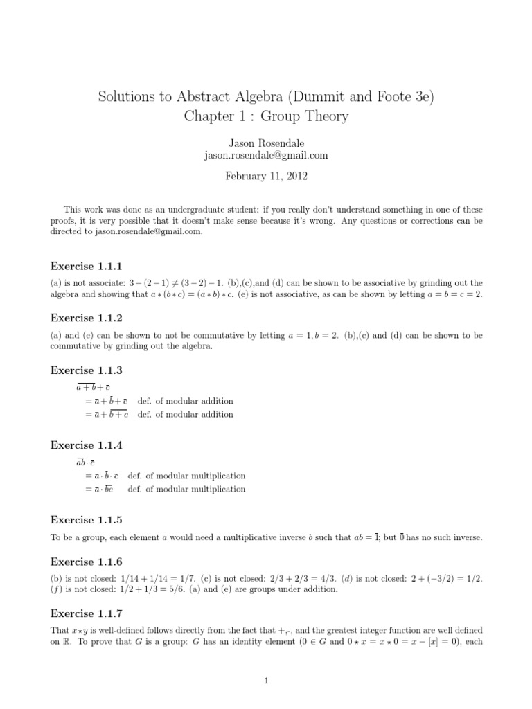 Abstract Algebra Dummit Foote Solutions Pdf Chapter 3 16 Boomerang Theatre Company Powered By Doodlekit