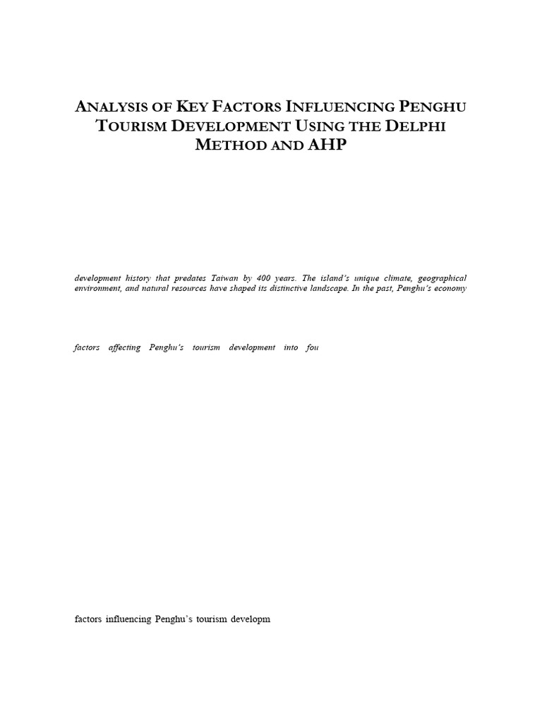 Analysis of Key Factors Influencing Penghu Tourism Development Using ...