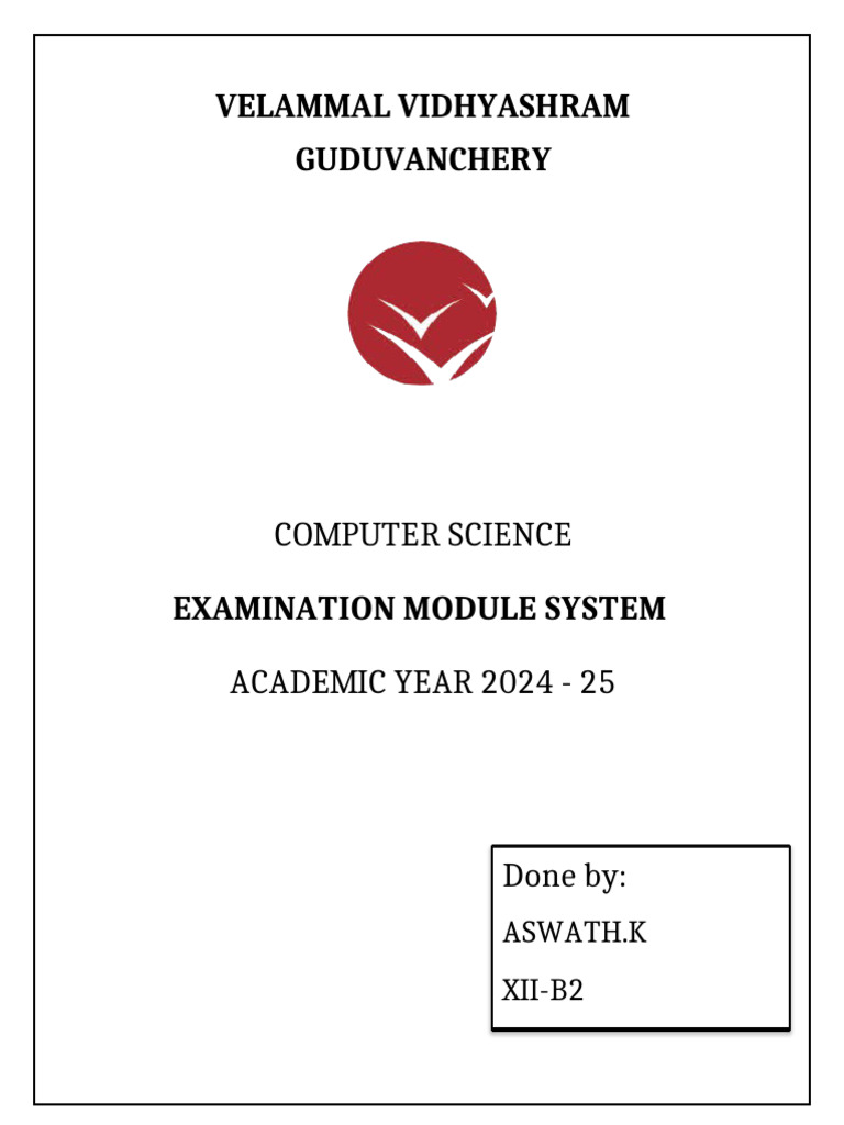 Examination Module System Project 2024 | PDF | Databases | Relational ...