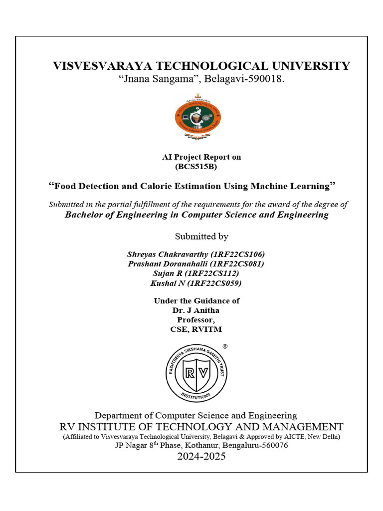 Food Detection & Calorie Estimation AI | PDF | Deep Learning | Machine ...