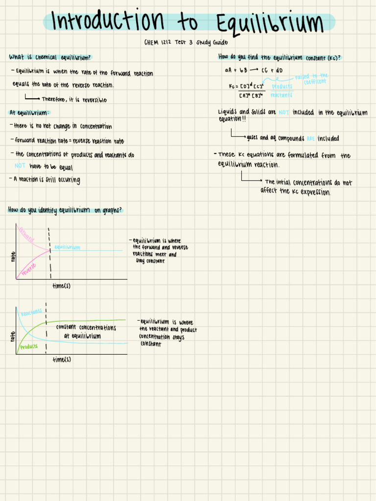 Chemical Equilibrium Study Guide | PDF | Chemical Equilibrium ...