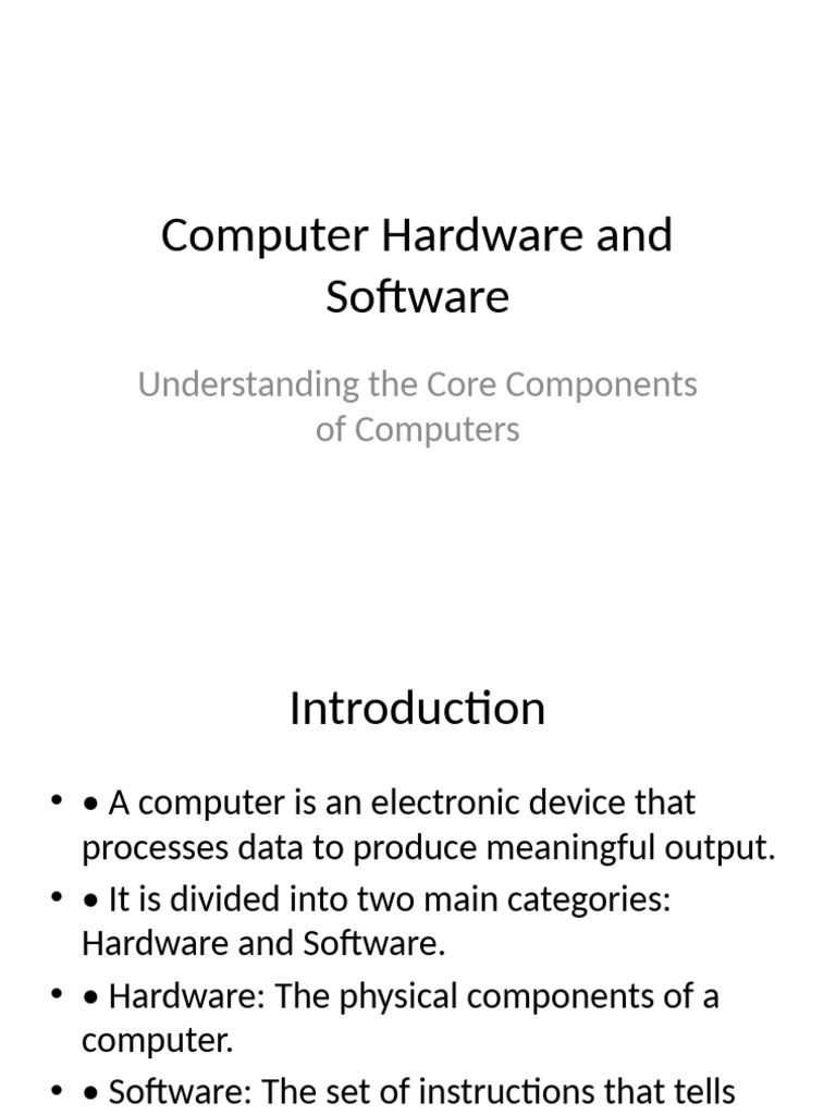 Detailed Computer Hardware and Software | PDF | Computer Hardware ...