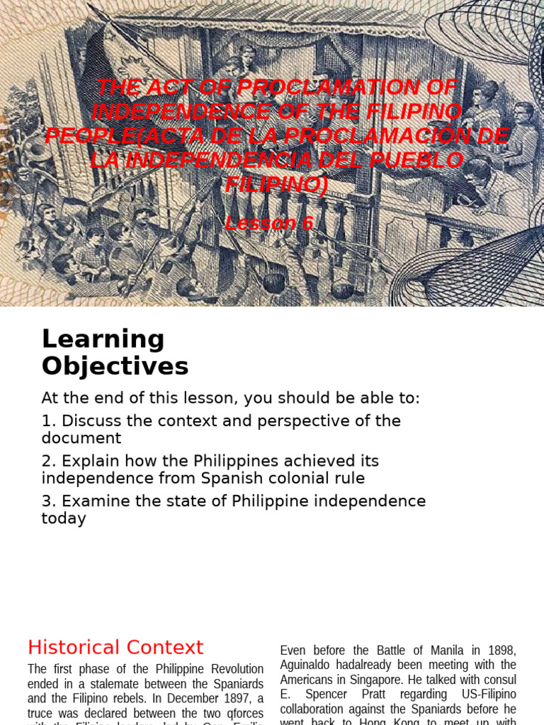 Philippine Independence Proclamation 1898 | PDF | Philippines | Spanish ...