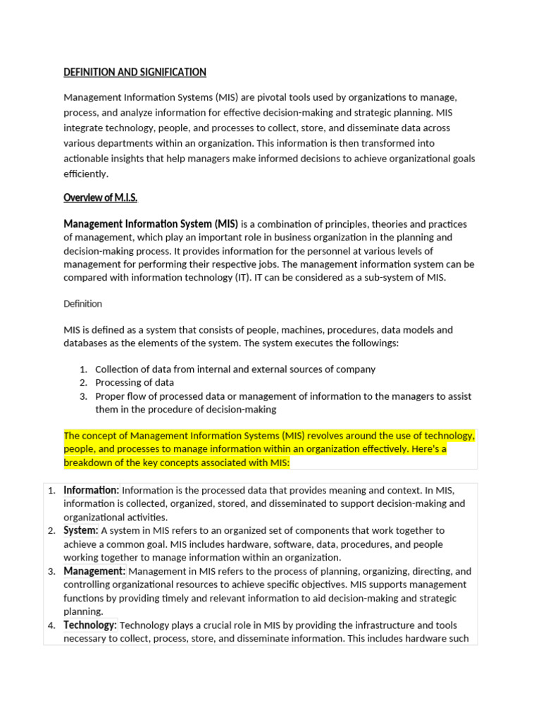 mis notes | PDF | Analytics | Supply Chain