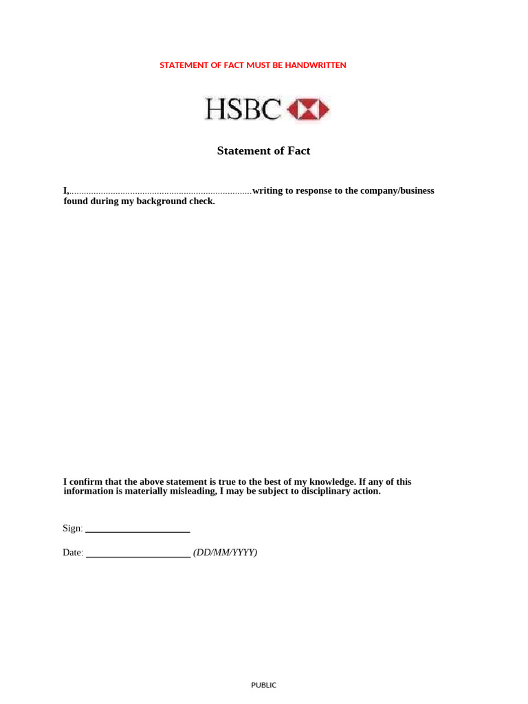 Handwritten Statement of Fact Template | PDF