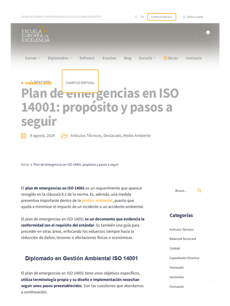 Plan de Emergencias ISO 14001: Guía Práctica | PDF | Entorno natural