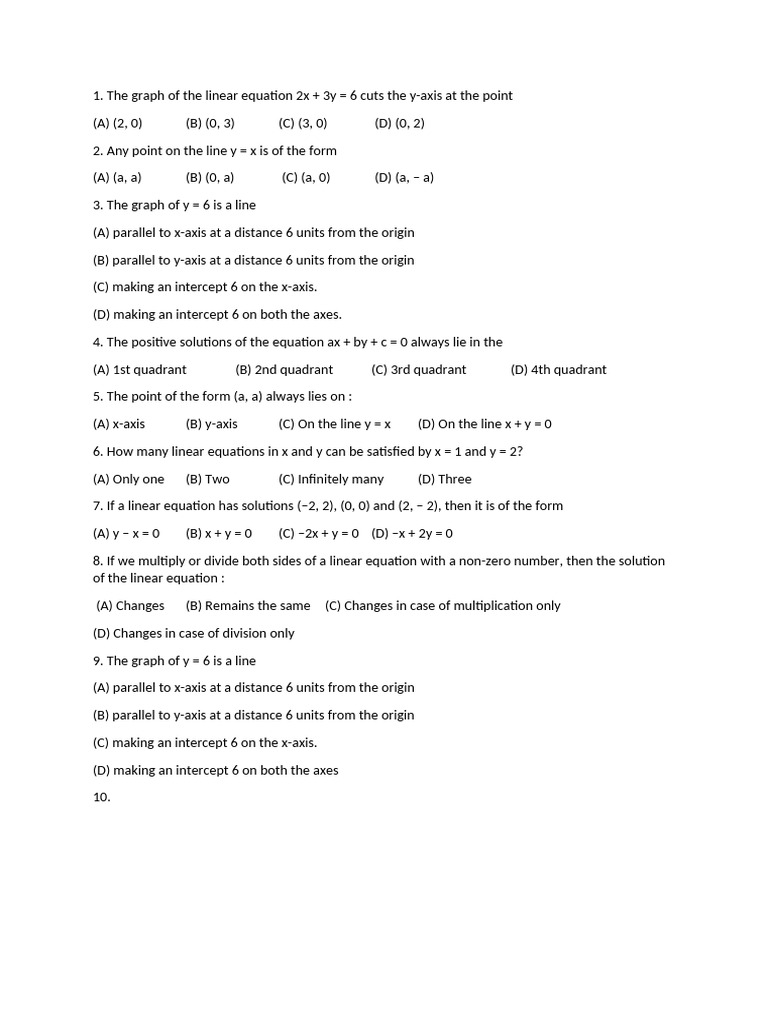 Linear equation in 2 variable | PDF